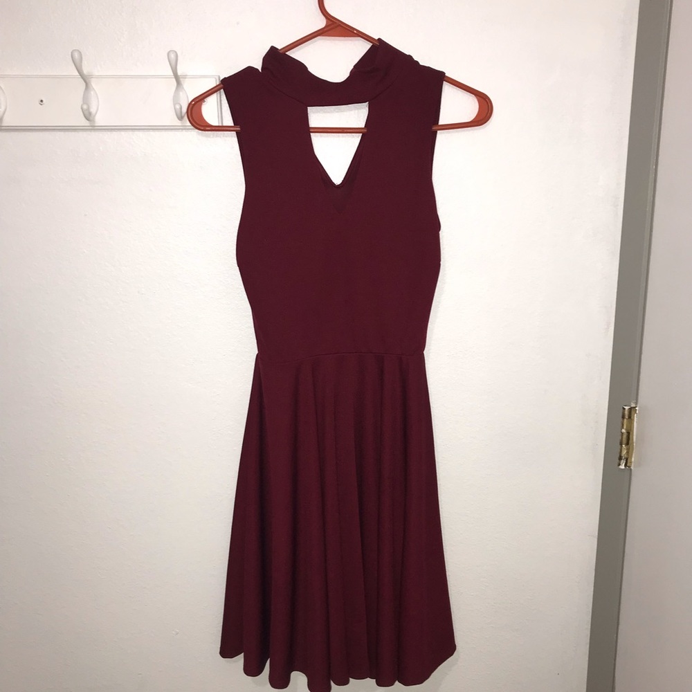 Burgundy Keyhole Dress